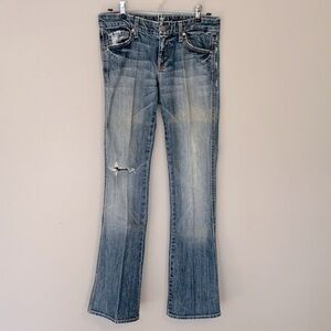 7 For All Mankind Jeans - Size 26 “A” Pocket Low Rise Distressed Flare